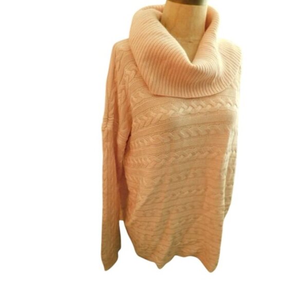RAlph Lauren Size XL Pink Cableknit Elegant Sweater Knit Top NWT $89 - Picture 2 of 3